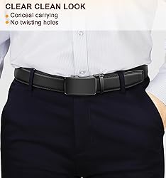 KEMISANT Men Belt 2 Pack, Leather Ratchet Belt Easy