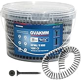 GVAKMM #6×1-1/4 inch Drywall to Wood Collated Screw – 1000 Count,Collated Black Wood,Drywall,Sheetrock Screw