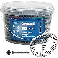 GVAKMM #6×1-1/4 inch Drywall to Wood Collated Screw – 1000 Count,Collated Black Wood,Drywall,Sheetrock Screw