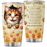JENOIS Cat Gifts, Tumblers Lovers For, Tumbler 20 Oz With Lid And Straw, Pet Cat Lover