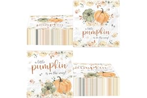 GREHUMOR A Little Pumpkin is on The Way 40pcs Napkin Little Pumpkin Baby Shower Party Decorations Fall Pumpkin Floral Boy Girl Disposable Paper Napkin Gender Reveal Party Supplies