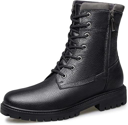 Amazon Wewin ブーツ メンズ 本革 サイドジップ 裏起毛 防寒 ハイカット ワークブーツ ロングブーツ マーティン靴 革靴 ビジネス カジュアル 秋冬 バイク用 履きやすい ファッション 防滑 靴 ブーツ