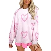 UNIQUEONE Valentines Sweater Women Love Sweatshirt Heart Graphic Knit Sweaters Valentine Day Oversized Crewneck Tops