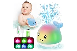PARHILYAR Baby Bath Toys 6-12 Months - Toddler Bath Toys for Kids Ages 1-3, Light Up Whale Bath Toy Sprinkler, Infant Toys 12-18 Months, Bathtub Fountain Water Toy Baby Shower 1st Birthday Girls Boys Gifts