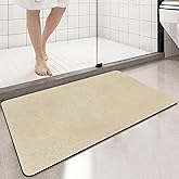 PROOVEELLY Diatomaceous Earth Bath mat Bathroom Rugs Super Absorbent Quick Dry Non Slip Bath Mat Thin Bathroom Floor Mats Fit Under Door-Shower Rug for in Front of Bathtub Shower, Camel, 15.7"*23.6"