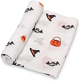 LollyBanks Swaddle Blanket, 100% Cotton Baby Blanket, Soft Muslin Swaddle Blankets 47 x 47 Inches, Nursery Swaddling Blankets for Boys and Girls, Baby Essentials, Registry (Halloween Print)