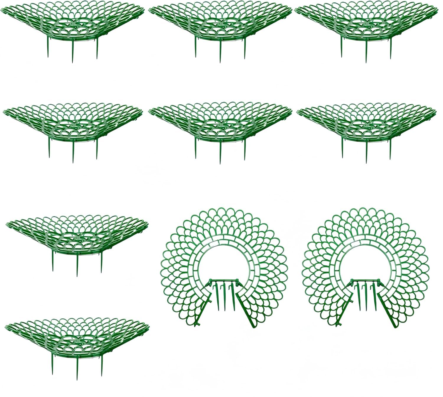 CAASFOOY Green Strawberry Stands, Strawberry Frame, 10 Pieces Strawberry Plant Support with 3 Sturdy Legs Strawberry Growing Rack, Frame to Protect Strawberry Plants