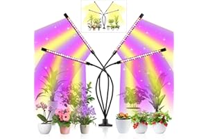 shalaker Grow Lights for Indoor Plants,80 LED Plant Lights with Full Spectrum & Red Blue Spectrum, 10 Dimmable Level, 3/9/12H Timer,3 Switch Modes, Adjustable Gooseneck,4 Heads Clip-On