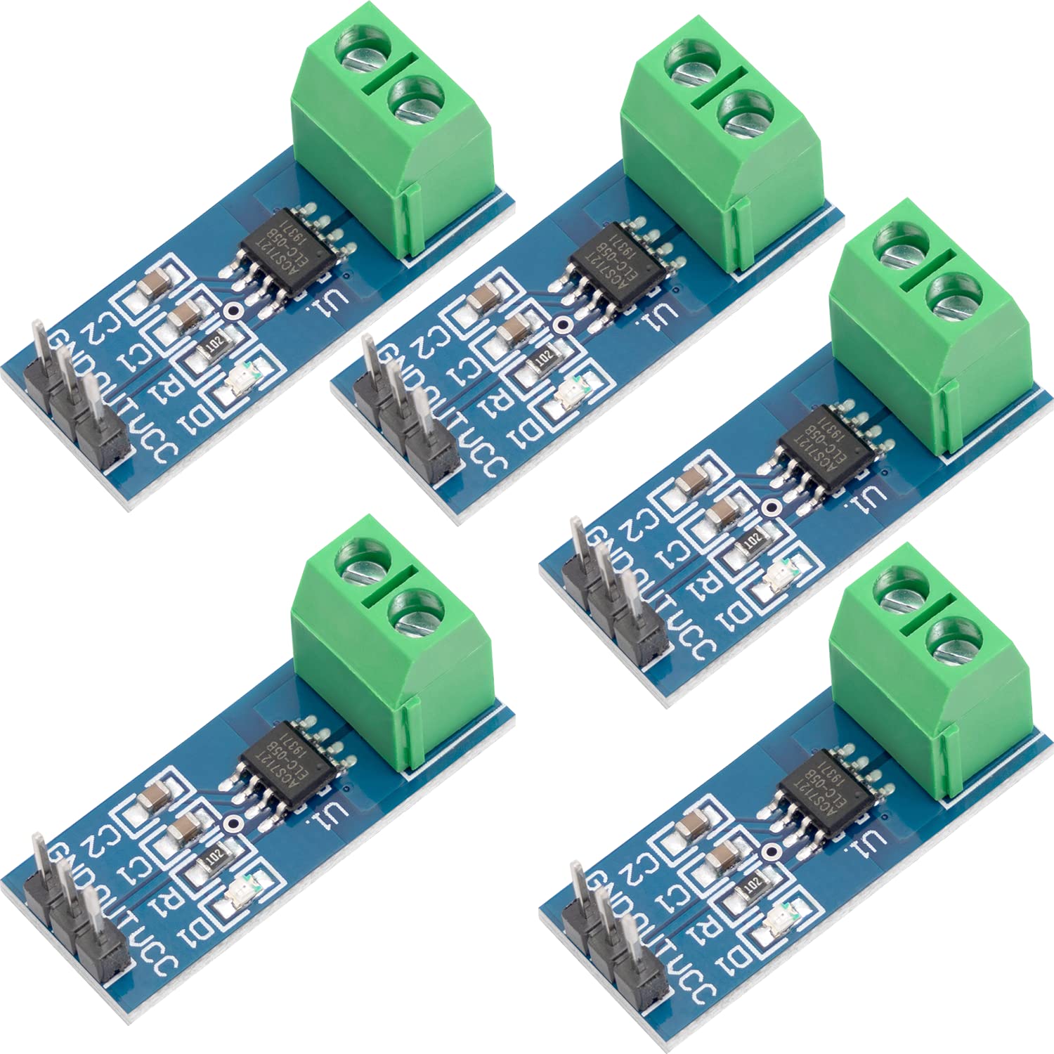 AZDelivery 5 x ACS712 20A Range Current Sensor Measuring Module compatible with Arduino including E-Book!