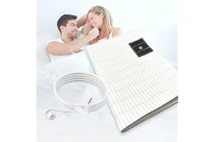 HUNAIGEE Conductive Grounding Sheet for Bed Earthing Sheet Grounding Mat with Grounding Cord Silver Fiber Improve Sleep 27x52