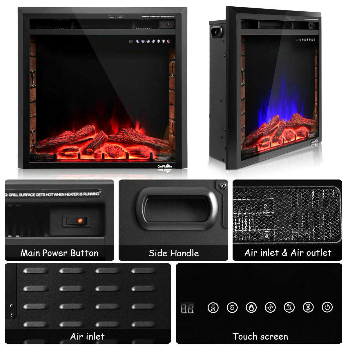 Dawndior 26 Electric Fireplace Recessed Free Standing ...