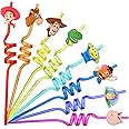 NITELUO 24Pcs Toy Inspired Story Birthday Party Supplies Reusable Drinking Straws,8 Designs Toy Themed Story Party Favors wit
