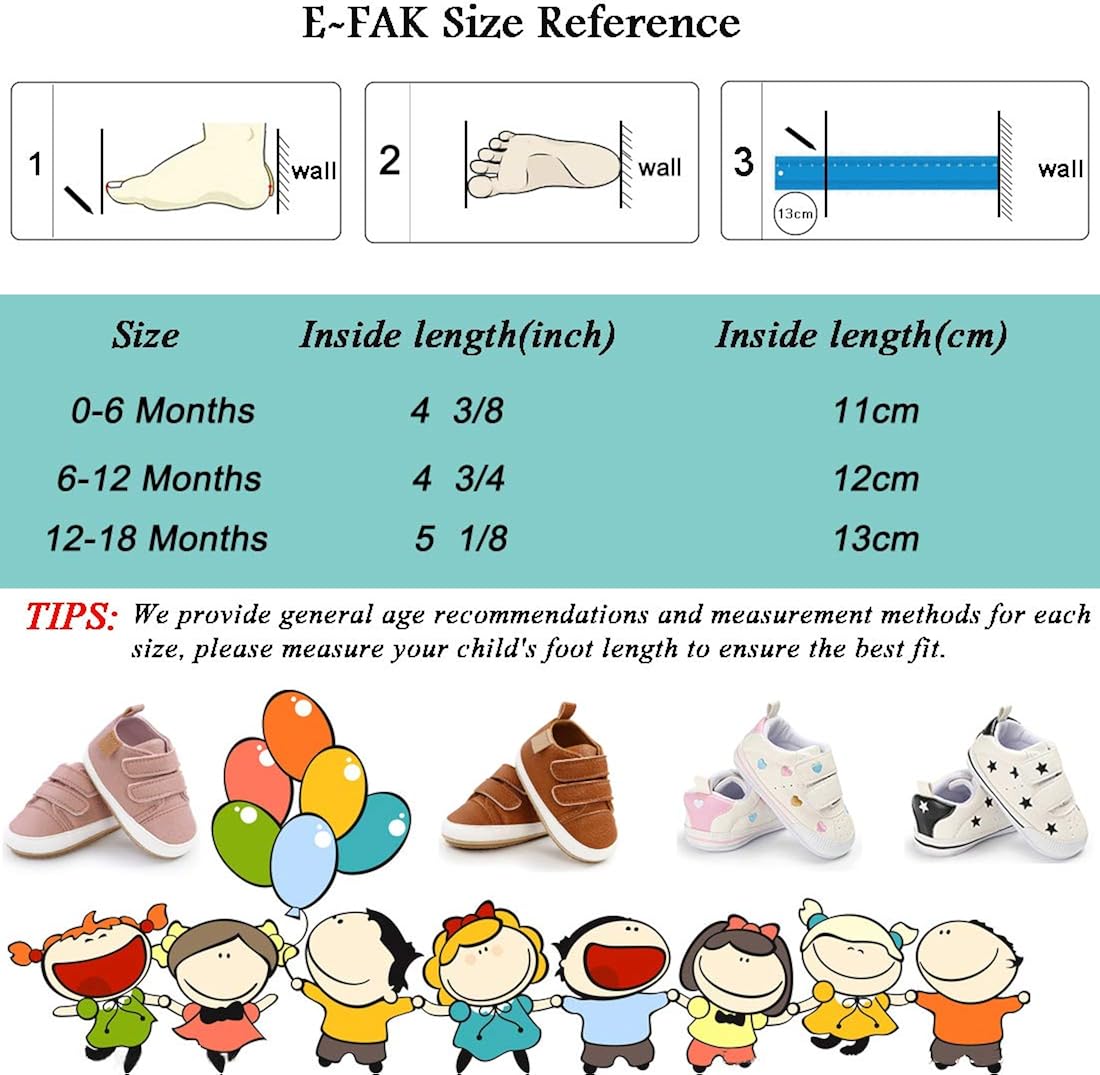  | E-FAK Baby Shoes Boys Girls Infant Sneakers Non-Slip Rubber Sole Toddler Crib First Walker Shoes | Sneakers