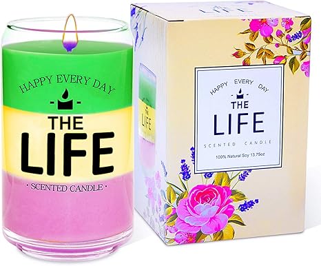 Amazon 香り付きキャンドル 100 天然ソイワックス 13 75オンス ガラスジャーキャンドル 3色重ね レモンイングリッシュペアとフリージア キャンドル キャンドルスタンド オンライン通販