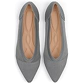 TINGRISE Women's Flats Shoes Pointed Toe Knit Ballet Comfortable Dressy Mesh Flat