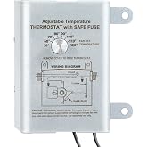 Attic Fan Thermostat Control with Adjustable Temperature Dial, Silver | programmable temperature, control multiple fans, easy to mount, for attic fan, exhaust fan