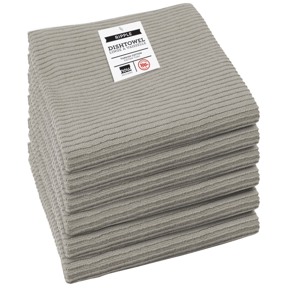 Now Designs Ripple Kitchen Towel, Set of 6, London Grey