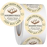 Louise Maelys Farm Fresh Egg Stickers - 2 inch Egg Carton Sticker (500pcs), Fresh Eggs Stickers Label for Chicken Coop, Grocery & Homestead Egg Carton Packaging