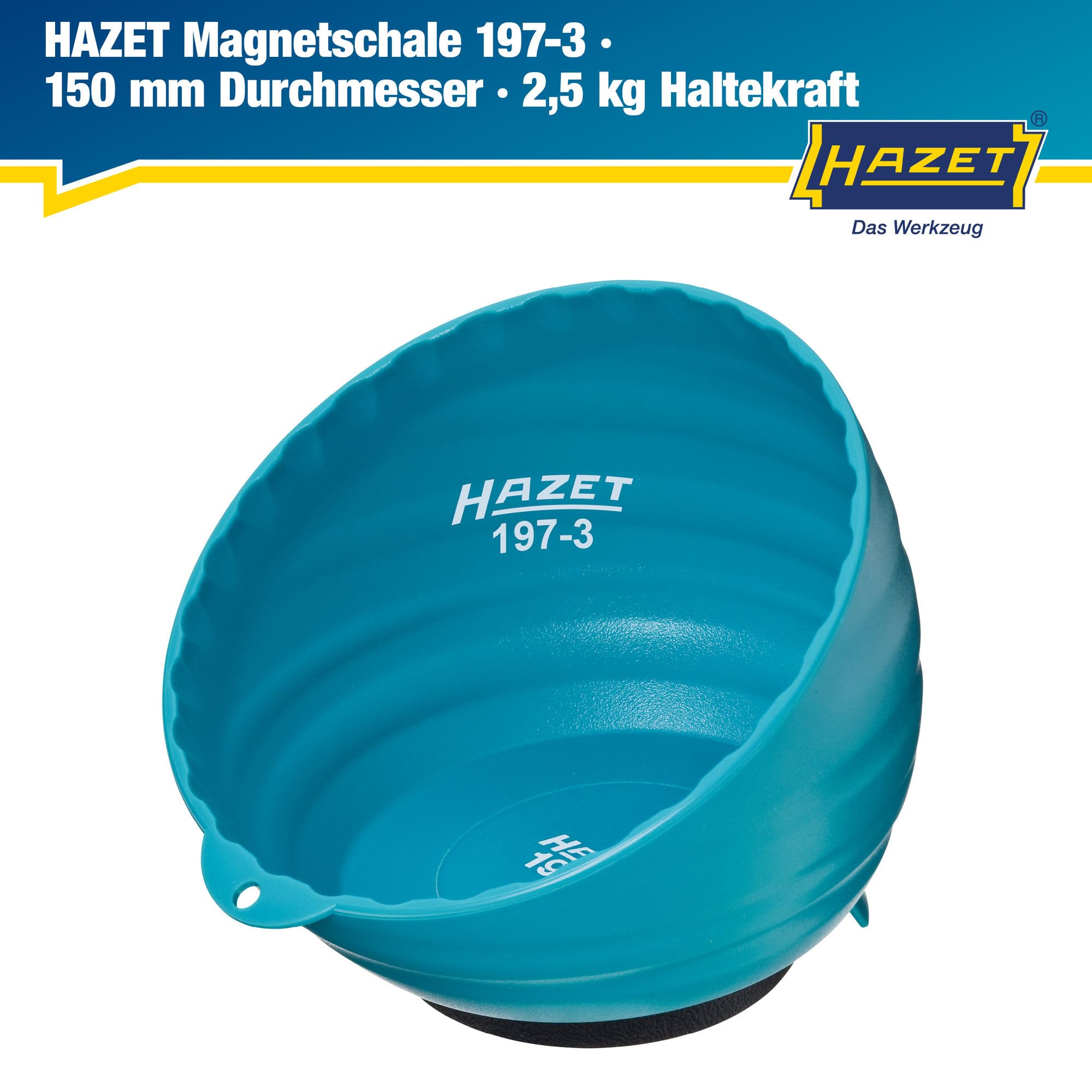 HAZET Magnetschale 197-3, 150 mm Durchmesser, aus leichtem Kunststoff mit robustem, starken Magnet - besonders praktisch zur Aufbewahrung von Kleinteilen wie Schrauben 2