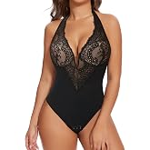 SHAPERIN Sexy Lace Bodysuits for Women Tummy Control Shapewear Built in Bras Corset Body Suit Going Out Outfits