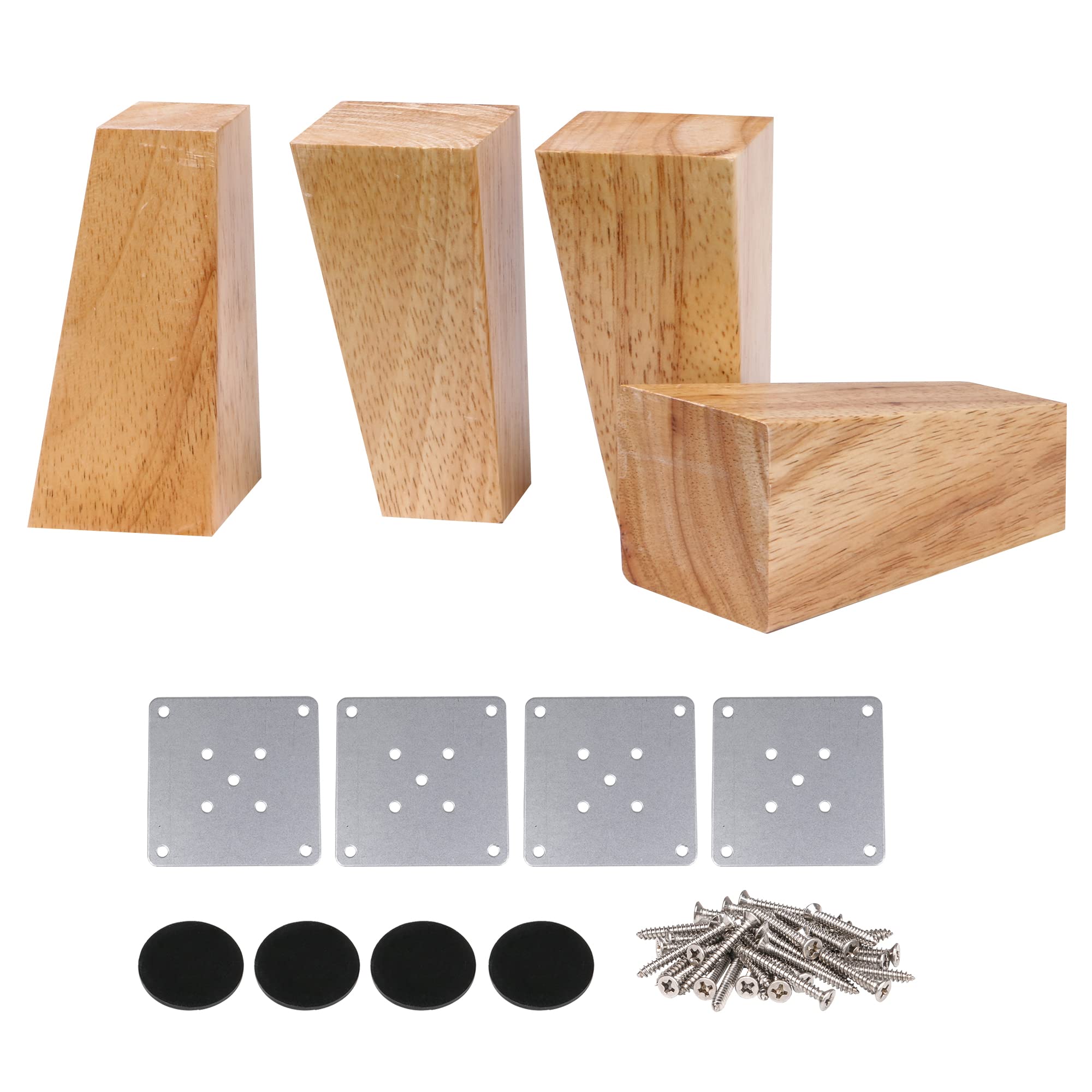 SHANOER 4PCS 120mm Height Sofa Legs Oak Wood Furniture Legs Couch Dresser Armchair Feet Burlywood