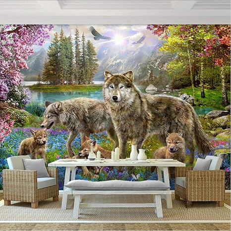 Knncch Custom 3D Wall Mural Wallpaper Bosque Rojo Melocotón Flor Gris