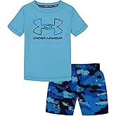 Under Armour boys 2-piece Rashguard Swim Set, Short Sleeve Surf Shirt and Volley Trunks, Upf 50+ Sun Protection