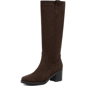 Easyfox Knee High Boots for Women Chunky Low Heel Round Toe Tall Long Boots | Balanced Low Heel, Roomy Round Toe, Single Pull