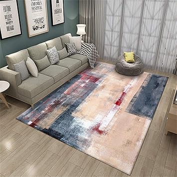 Amazon Co Jp リビングルームデザインラグ モダンファッション滑り止め長方形カーペットベッドルーム 耐久性のある色あせに強い家の装飾的なドアマット 色 赤 サイズ 160 0cm スポーツ アウトドア