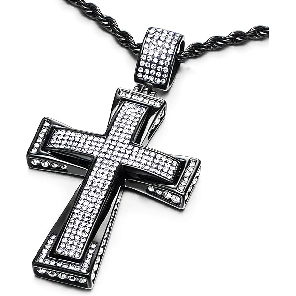 Colgante Corona Clave De Acero Inoxidable - Cadena De 60 Cm, Pulido Espejo Y Negro - Unisex