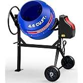 WORKPRO 4.6 Cu.Ft. Electric Cement Mixer, 600W Portable Concrete Mixer | Heavy Duty 0.8HP Mixer with Wheels &amp; Steel Stand, for Stucco, Mortar &amp; Seeds