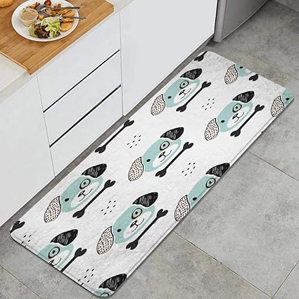Amazon Eilanna キッチンラグ 5犬の骨手描き幼稚なイラスト動物の背景 滑り止め台所マット 耐磨耗性快適なフローリングのドアマット フロアマット 家 オフィス 流し 掃除易い 台所マット 45 X 1 Eilanna ラグ カーペット マット 通販
