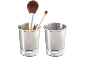 INTERDESIGN iDesign Stainless Steel Bathroom Countertop or Vanity Storage-Set of 2-Split Finish Tumbler