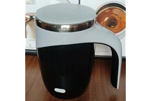 HUEDIMBOENE Rechargeable Self Stirring Coffee Mug, Automatic Shelf Stirring Mug, Electric Funny Self Mixing Cup, Stainless Steel Self Coffee Tumbler, Roating Travel Coffee Cup for Office Home Kitchen, Grey&Black