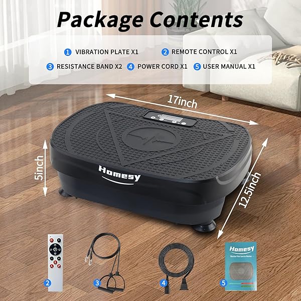 HOMESY VIBRATION PLATE EXERCISE MACHINE, VIBRATING PLATE FOR LYMPHATIC DRAINAGE, FULL BODY SHAKE PLATFORM BOARD FOR HOME FITNESS AND FAT BURNING, SPORT GYM EQUIPMENT FOR WOMEN MEN, BLACK