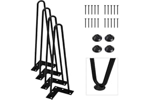Orgerphy 14” Black Hairpin Furniture Legs(4PCS) | Heavy-Duty Hairpin Legs End Table Legs| with Screws and 4pcs Bonus Rubber Floor Protectors | Metal Table Legs Desk Legs Furniture Legs for DIYers