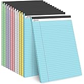 Dynta 12 Pack Legal Pads, 540 Sheets Wide Ruled Lined Writing Note Pads, 8.5 x 11.75 Inch, 45 Sheets Per Notepad, Colored Paper