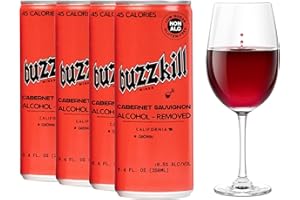 Buzzkill Wines - Non-Alcoholic Cabernet Sauvignon | Dealcoholized California Dry Red Wine, Gluten-Free, Alcohol-Free, Low Sugar, 45 Calories, Pack of 4, (8.4 fl. oz. each can) 33.8 FL Oz