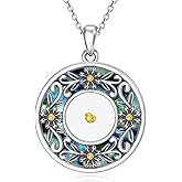 TOAKOT Mustard Seed Necklace for Women Sterling Silver Abalone Mustard Seed Pendant Necklace Jewelry Gifts for Women