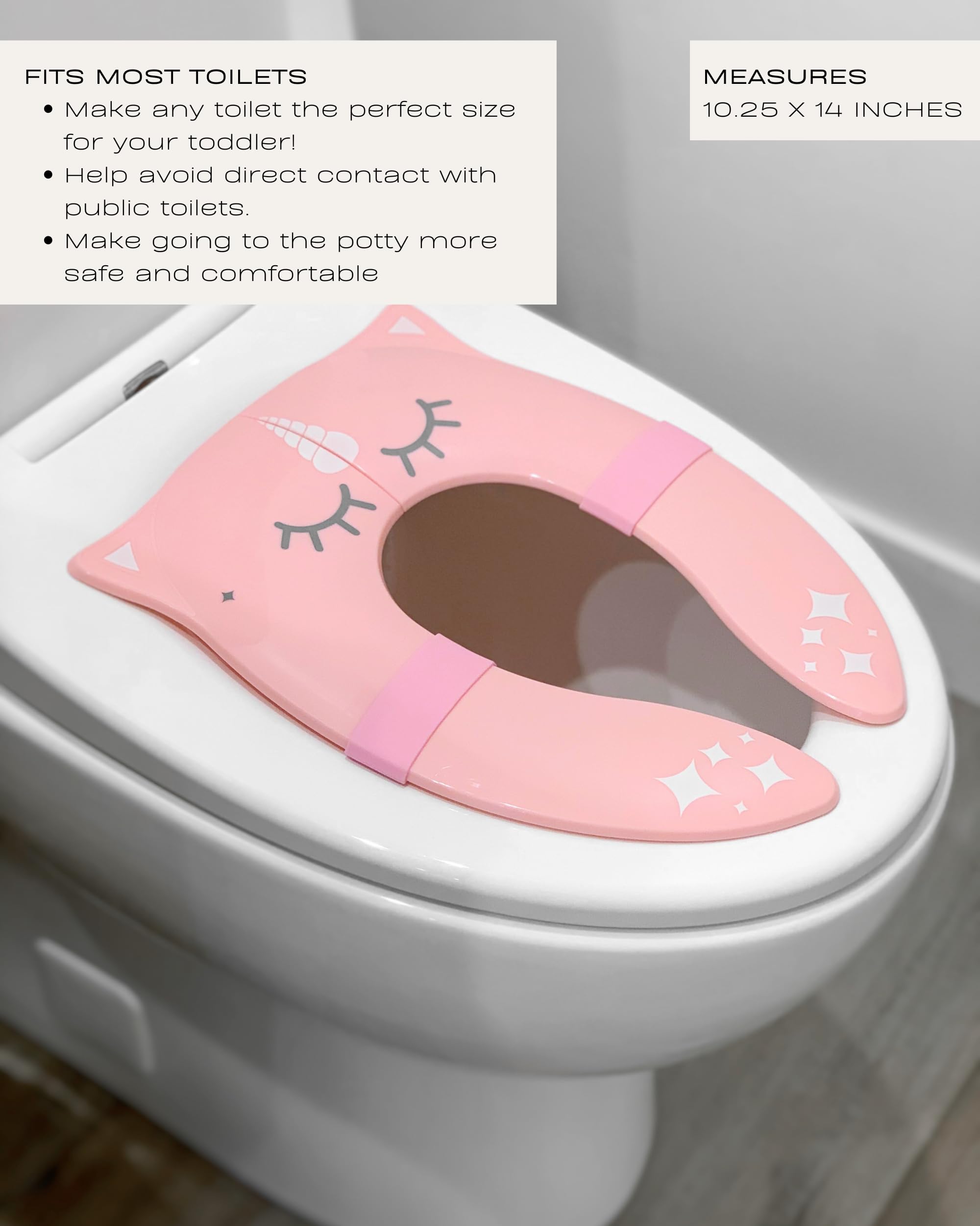 Hippypotamus Travel Potty Seat for Toddler - Folding Potty Training Seat - Portable Toilet Seat Cover for Baby & Kids (PINK Unicorn)