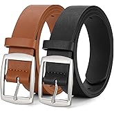 WERFORU 2 Pack Women Leather Belts for Jeans Pants Fashion Leather Belts for Women Waistband with Gold Pin Buckle
