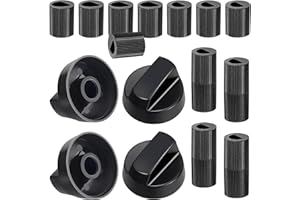 KINYFY 4 Pack Black Control Knobs with Replacement for 12 Adapters, Stove Knobs Replacements, Upgrade Knobs, Wide Application for for Oven Stove Range