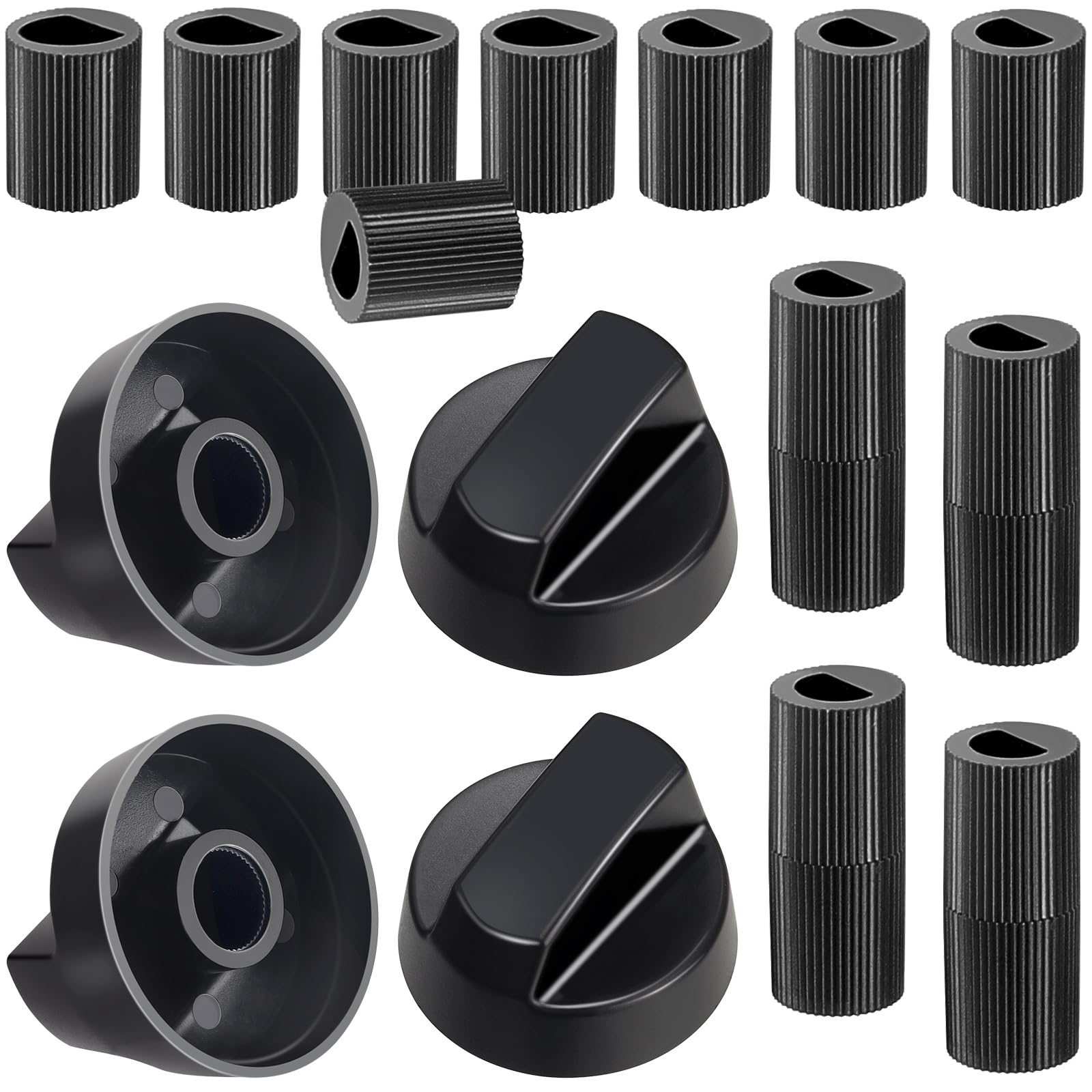 Photo 1 of 4 Pack Black Control Knobs with Replacement for 12 Adapters, Stove Knobs Replacements, Upgrade Knobs, Wide Application for for Oven Stove Range