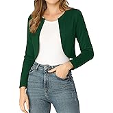 Allegra K Women's Bolero Shrug Long Sleeve Open Front Lightweight Cropped Cardigan Fall Work Tops Medium Dark Green