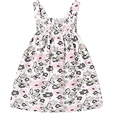 Mud Kingdom Smocked Girls Floral Dress Slip Sundress Sleeveless Cute Printing Cotton Summer
