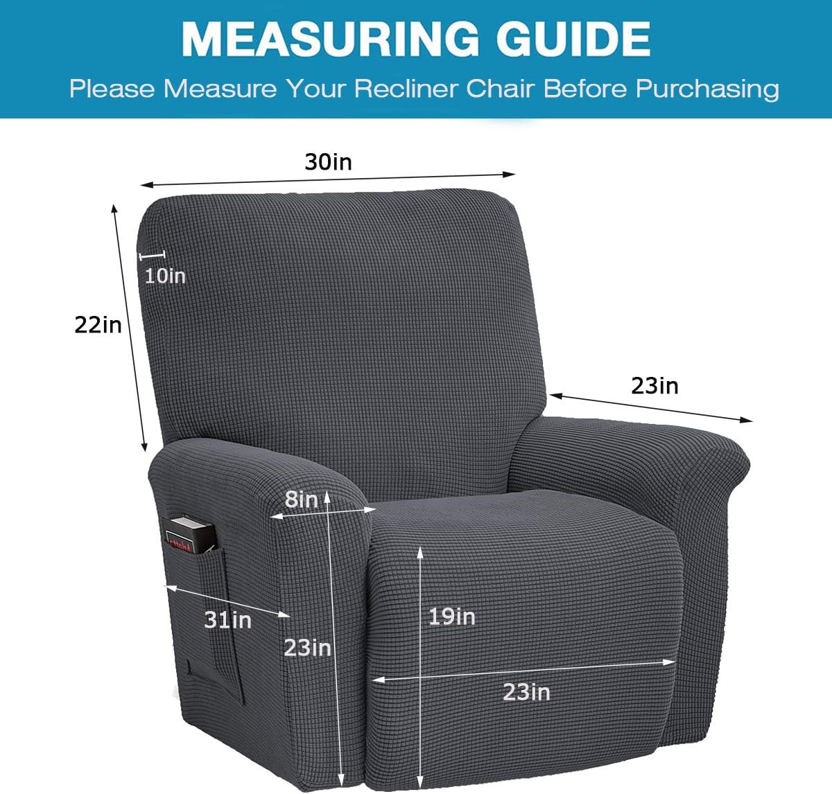 Stretch Recliner Covers, Jacquard Recliner Chair Slipcovers - Image 4