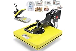 Whubefy Heat Press 15x15, Slide Out Press Machine for T-shirts w/ 3 Pre-Set Modes, Dual-Tube Fast Heating, High Pressure Digital Industrial Clamshell Sublimation Printer for Bag, Pillow, Puzzle & More