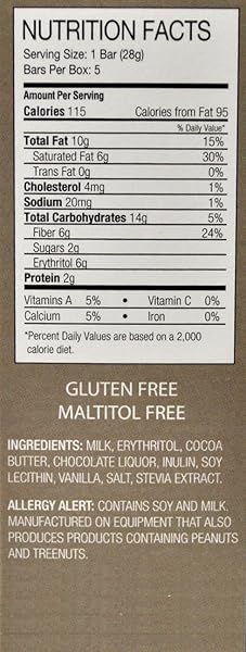 HEALTHSMART FOODS CHOCORITE CHOCOLATE BAR, 5PACK MILK CHOCOLATE