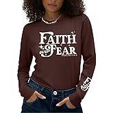 Long Sleeve Shirts for Women - Womens Christian Graphic Tees Religious Sayings Inspirational Tee Tops
