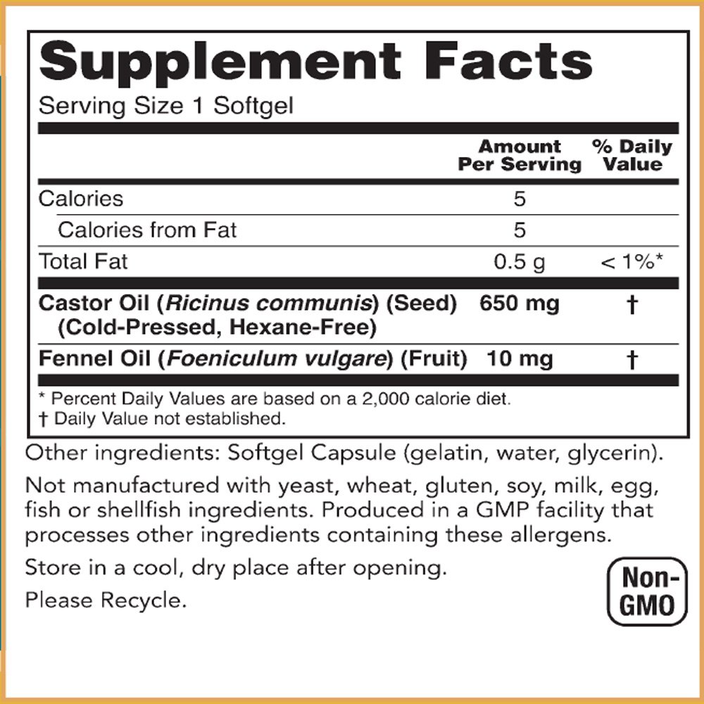 Castor Oil Softgels Natural Laxative with Fennel Oil Buy Online in